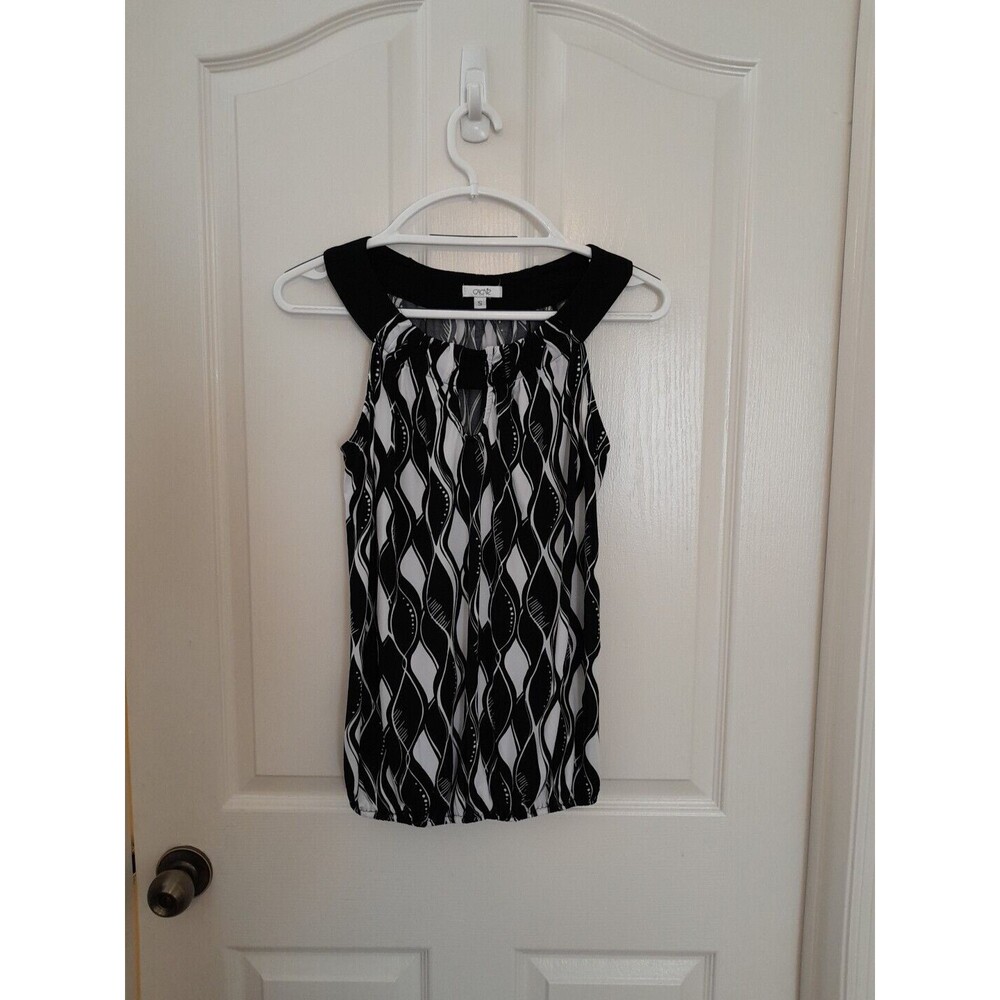 Cache Womens Black And White Diamond Sleeveless Blouse. Small. B38